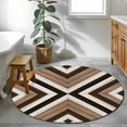 thumbnail image 5 of Brown Aztec Round Rug 3ft Washable Circle Entryway Rugs Non Slip Abstract Southwest Black Vintage Wood Grain Area Rug Indoor Floor Carpet for Bedroom Kitchen Living Room Office Dining Room Nursery, 5 of 8
