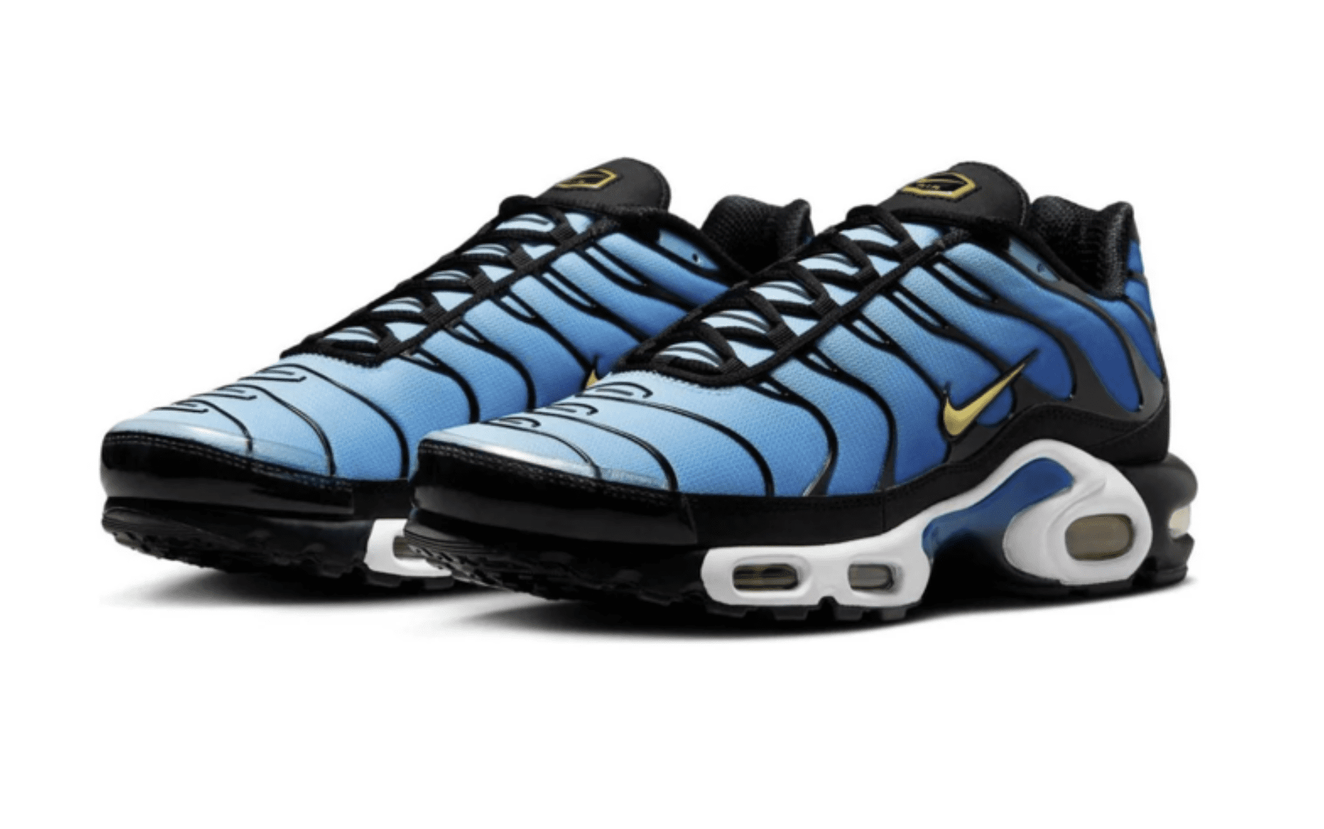 Nike Air Max Plus Big Kids' Shoes (CD0609-032, Black/Sky Blue/Hyper Blue/Chamois) Size 6.5