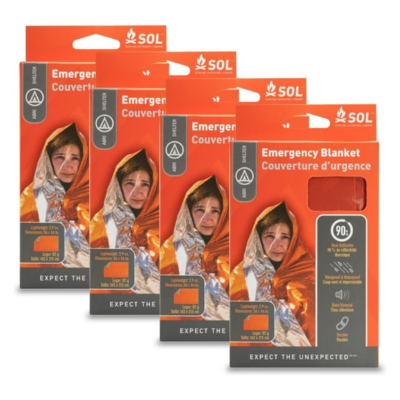 Survive Outdoors Longer 90% Reflective Emergency Blanket, Pack of 4