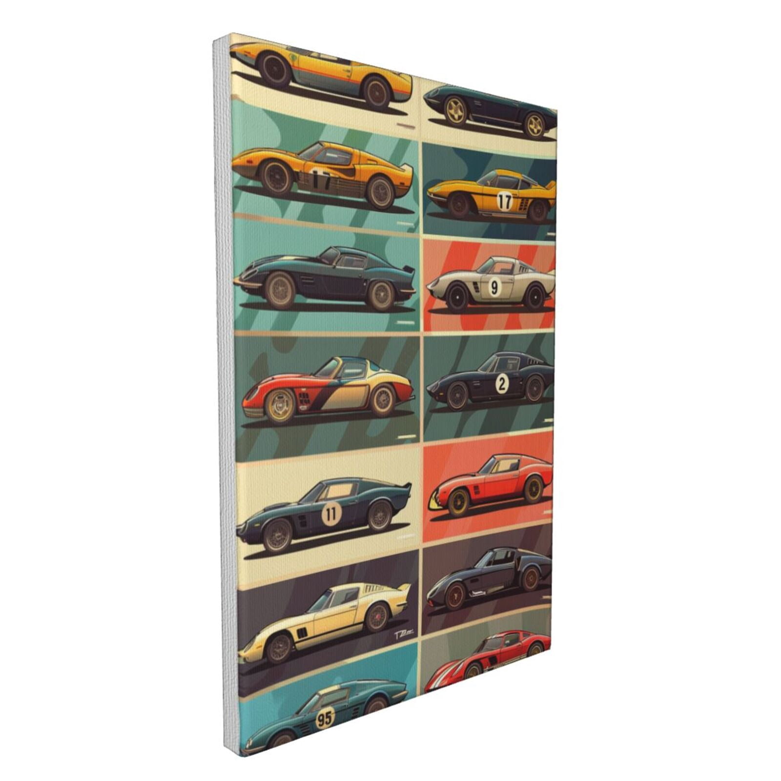 16x24 inch Canvas Frameless Painting Vintage Sports Car Illustration,Home Garage Decor Accessory,Classic Car Illustration Modern Style Canvas Poster,Gifts For Sports Car Lovers,Bedroom,Cafes