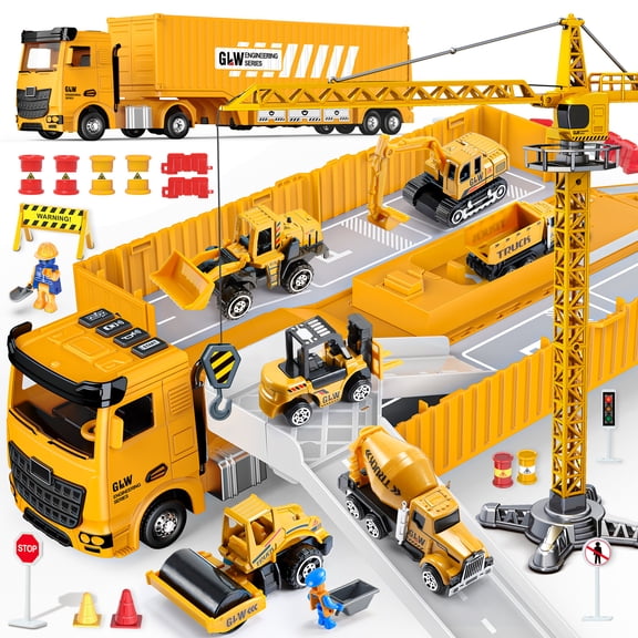 Construction Toys for Boys Age 3-7, Truck Toy Set Toddler Car Toy, Birthday Gifts for Boys Kids, Construction Vehicle Toys, 3 4 5 6 7 Year Old Boys Gifts