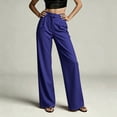 thumbnail image 4 of Tsivenald Womens Satin Wide Leg Pants High Waist Front Pleated Loose Baggy Solid Color Elegant Office Dress Trousers, 4 of 6