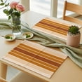 thumbnail image 6 of Burnt Orange Ombre Stripe Placemats for Dinning Table Set of 4, Farmhouse Striped Gradient Burlap Kitchen Place Mats Waterproof Cloth Table Mats, Indoor Outdoor Placemats Easy Clean Dinner Decor, 6 of 8