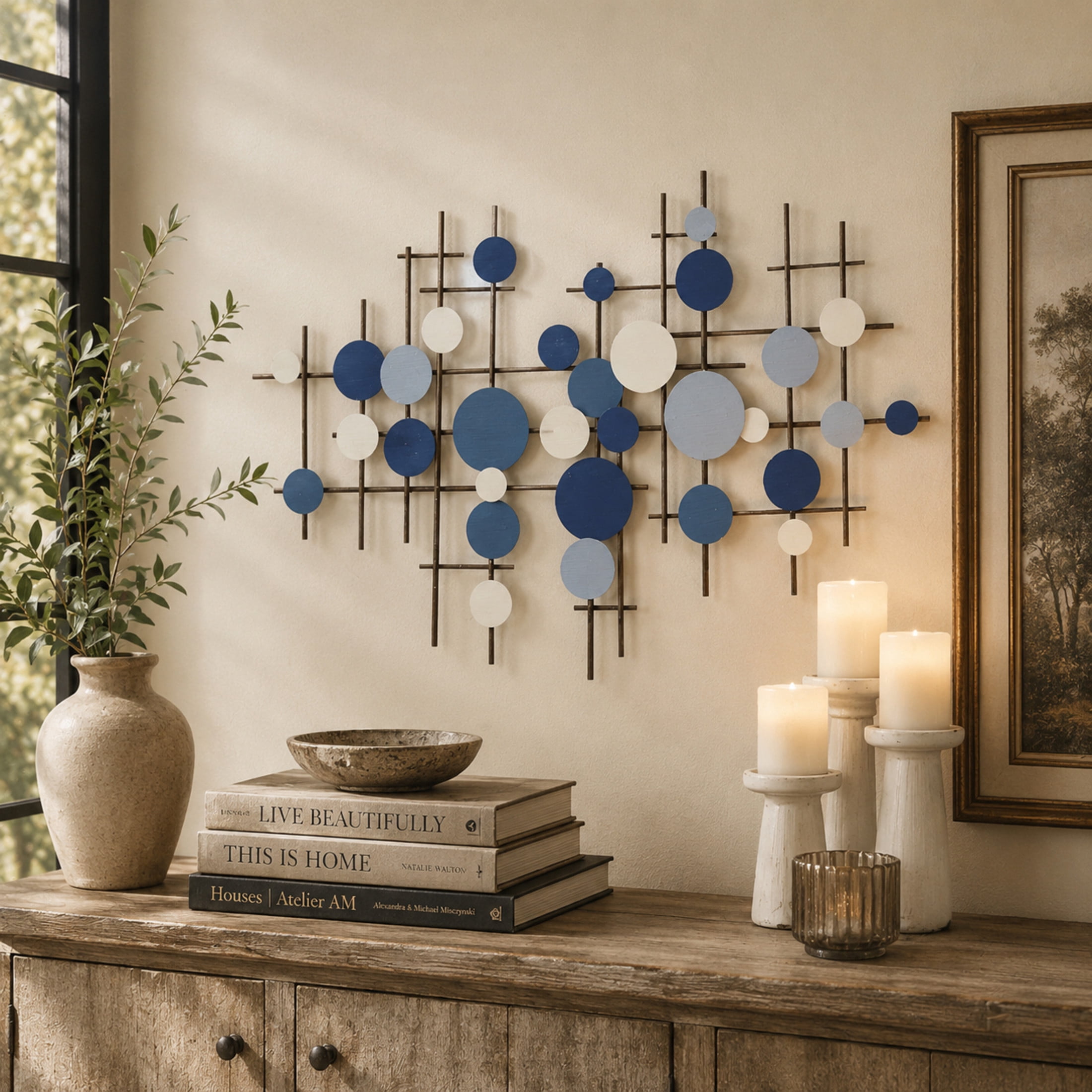 CosmoLiving by Cosmopolitan Blue Metal Overlapping Circle Geometric Wall Decor