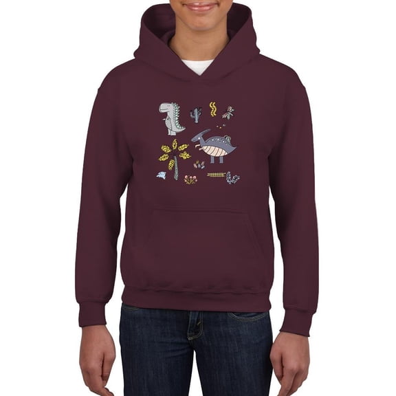Kiddie Cartoon Dinosaurs Art Hoodie Juniors -Image by Shutterstock, Large