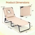 thumbnail image 3 of Gymax Folding Beach Sun Lounger Adjustable Face Down Tanning Chair w/ Face Hole & Removable Pillows Sand, 3 of 9