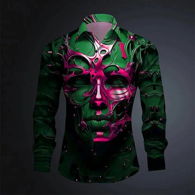Máscara para fiesta de graduación máscara dorada máscara morada máscara negra patrón HD suave cómoda diseño de diseñador moderno camisa abotonada