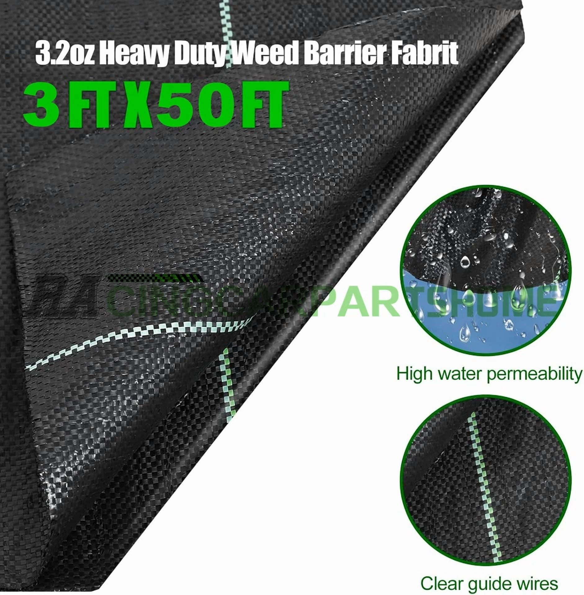 CRESTIN- 3Ft X 50Ft Weed Barrier Fabric Woven Ground Weed Cover 3.2 Ounce Landscape