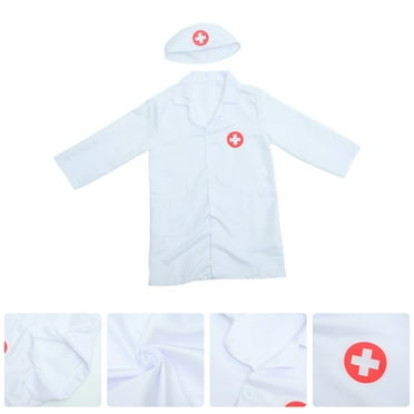 Kids Doctor Outfit, Kids Doctor Cosplay Costume Outfit Long Sleeves Coat with Doctor Role Play Set (White)