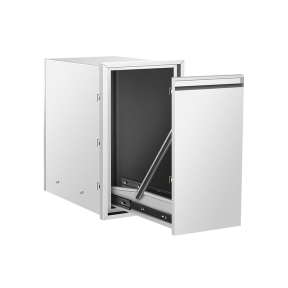 Wemily Built-in Outdoor Kitchen Trash Drawer W13.6XH26XD19 Inch Outdoor Kitchen Drawers Stainless Steel Flush Mount Roll Out Trash Drawer Storage for Propane Tank or Trash Can