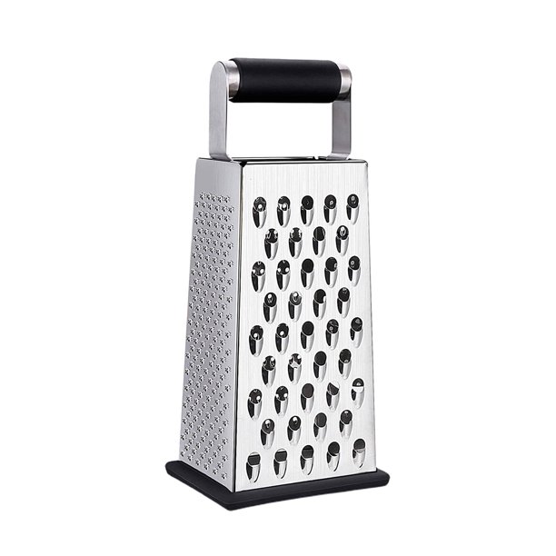 Rallador de caja de cocina Gardenne, rallador de queso de pie, rallador de queso con mango multifuncional, rebanador de 4 lados que ahorra trabajo, picadora de ajo, rallador de caja de acero