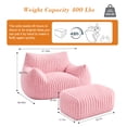 thumbnail image 2 of LaoGeoRon Pink Bean Bag Chair for Adults with Ottomans,Memory Foam Filled Bean Bag Sofa Footrest with Armrests,Removable Washable Cover, 2 of 9