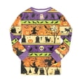 thumbnail image 6 of UAYOTSE Kids Retro Halloween Striped Pajamas Long Sleeve Top with Witch Pumpkin Motifs Matching Cuff Pants Casual Nightwear for Boys Girls Size 2-3 Years, 6 of 9