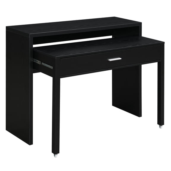 Newport JB Console or Sliding Desk with Drawer and Riser, Black