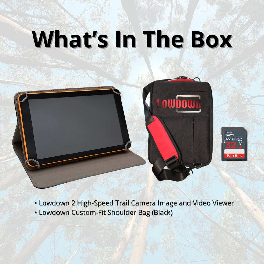 LOWDOWN 2 High-Speed Trail Camera Image and Video Viewer Bundle with LOWDOWN Custom-Fit Shoulder Bag with Padded Compartment and Adjustable Shoulder Strap (Black) (2 Items)