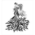 thumbnail image 3 of Earthy Duvet Cover Set King Size, Abstract Figure of a Princess in a Floral Dress Feminine Beauty Glamor Theme, Decorative 3 Piece Bedding Set with 2 Pillow Shams, Black and White, by Ambesonne, 3 of 3