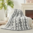 thumbnail image 3 of Amelie Home Reversible Soft Knit Throw – Plush Feather Yarn Blanket for Couch, Cable Gray 50"x60", 3 of 6