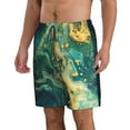 thumbnail image 2 of Kdxio Turquoise Golden Swirl Pattern Mens Casual Shorts - Drawstring Summer Beach Sports Shorts for Men, 2 of 5