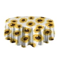 thumbnail image 5 of White Sunflower Pattern Round Tablecloth 60"x60",Wrinkle Wipeable Table Cloth for Kitchen Dining Room Picnic Patio Party, 5 of 6