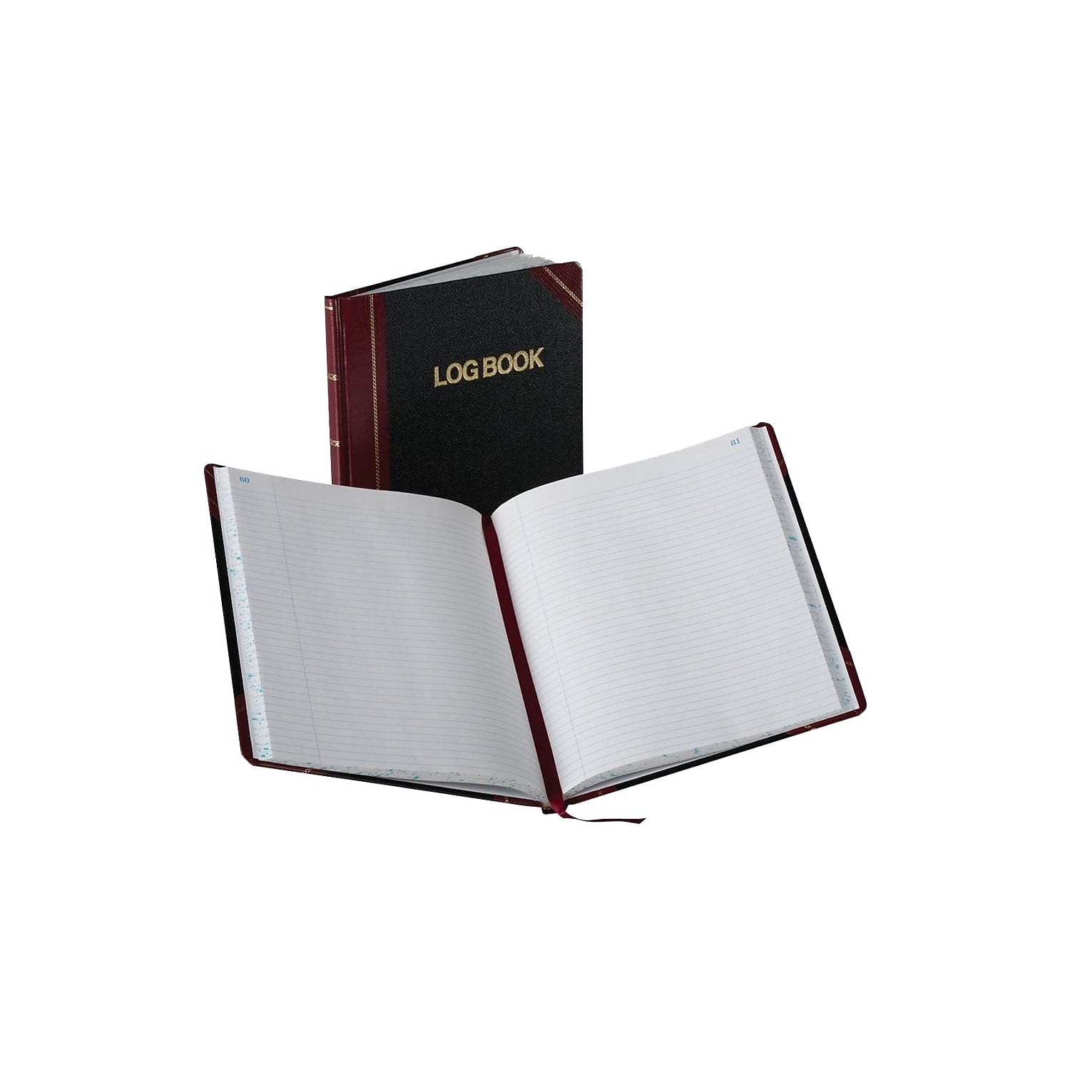 Boorum & Pease Log Book, Record Rule, Black/Red Cover, 150 Pages, 10 3/8 x 8 1/8
