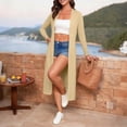 thumbnail image 7 of Feancey Long Cardigans for Women Lightweight Knit Dusters V Neck Button Up Sweaters Solid Color Fashion Jackets Elegant Office Work Jacket Khaki S, 7 of 7