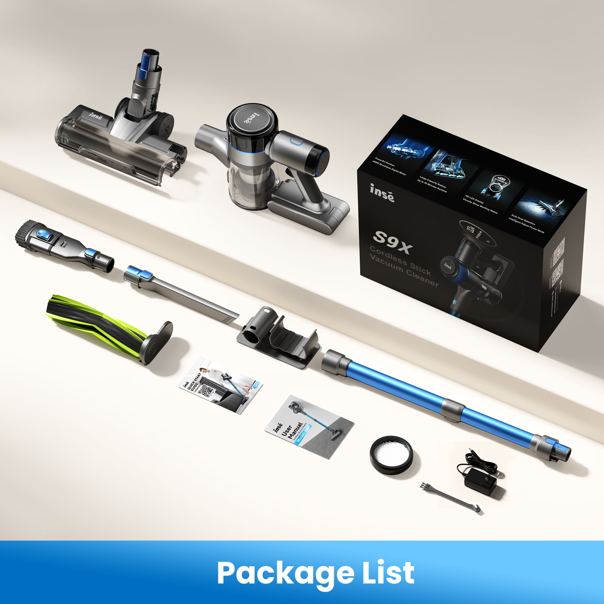 INSE Cordless Stick Vacuum for Carpet Wood Floor Pet Hair