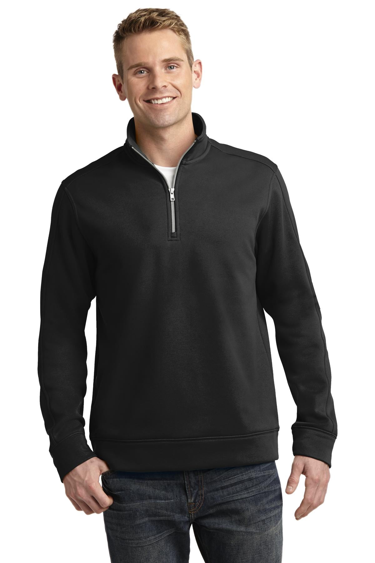 MEN'S CLASSIC 1/4 ZIP XS-3XL SOLID LONG SLEEVE PULLOVER MOISTURE WICKING