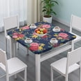 thumbnail image 3 of Pioneer Flower Floral Print Pattern Square Fitted Tablecloth with Elastic Edge,Square Table Cover,Washable Elastic Table Cover for Home Kitchen Party Decor 34"x34", 3 of 6