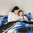 thumbnail image 5 of Manfei Blue Racing Car Queen Comforter Set, Modern Speed Sports Bedding Comforter Set, Teens Boys Girls Kids Reversible Bedding Set, Ultra Soft Home Decor, 3pcs, 5 of 8