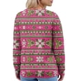 thumbnail image 4 of Women's Fashion Long Sleeve Christmas Snowman Snowflake Print Jacket Cardigan for Holiday Party and Casual Daily Wear,Hot Pink,XL, 4 of 4
