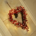 thumbnail image 4 of Yatlte Valentine's Day Heart Wreath, Grapevine Red Berry for Indoor Outdoor Decorations, Artificial Red Berries Wreath with LED Lights for Valentines Day Gift Hang Indoor Decor, 4 of 7