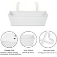 thumbnail image 3 of HLONK 4 Pack Rectangular Fence Planter Box Large Metal Hanging Flower Pots Outdoor Railing Buckets with Detachable Hooks Countryside Style Window Boxes for Balcony Garden - White - By, 3 of 7