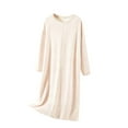 thumbnail image 3 of Aboser Women's Fleece Nightgown Built in Bras Sleepwear Soft V Neck Nightshirts Casual Long Sleeve Loungewear Solid Color Long Sleepdress, 3 of 7
