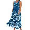 thumbnail image 2 of LOVZFMLL Robes Sans Manches pour Femmes et Col Rond en Lin Imprimé Longue Robe avec Poche, 2 of 5