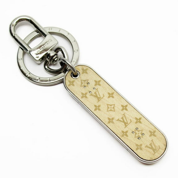 Pre-Owned LOUIS VUITTON Charm Key Ring Metal Wood Silver x Natural Men's Women's... (Good)