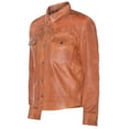 thumbnail image 2 of Mens Retro Denim Leather Shirt Jacket-Dorking in Tan, 2 of 4