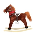 thumbnail image 4 of Rocking Horse Toy for Kids, Plush Ride on Animal with Wooden Rockers, Moving Mouth And Wagging Tail, Musical Sounds, Baby Rocking Chair, 50kg Weight Capacity, Ages 1-6, 4 of 9