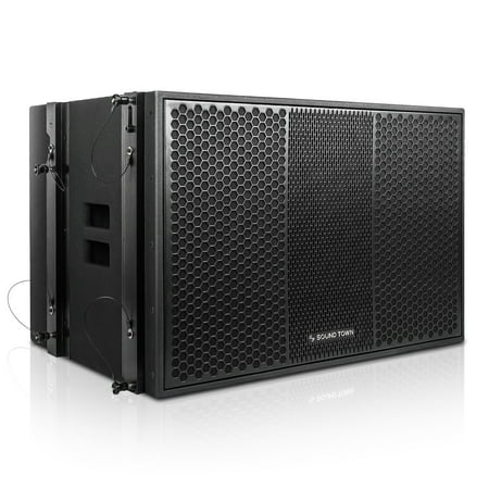Sound Town ZETHUS Series Line Array Speaker System with One 18-inch Line Array Subwoofer, Four Compact 2 X 10-inch Line Array Speakers, Black(ZETHUS-118S210X4)