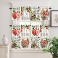 thumbnail image 2 of 3 Piece Kitchen Curtains and Valances Set Strawberry Cafe Curtains 36 Inch Length Summer Fruits Green Botanical Floral Valance & Tier Curtain for Living Room Bedroom Small Window 54"x18"+27"x36"*2, 2 of 6