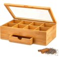 thumbnail image 1 of Caja Organizadora para Té de Bambú con 8 Compartimentos y Cajón, Cierre Magnético y Ventana Acrílica, para Organizar Bolsitas de Té, Hierbas y Joyas, 1 of 4