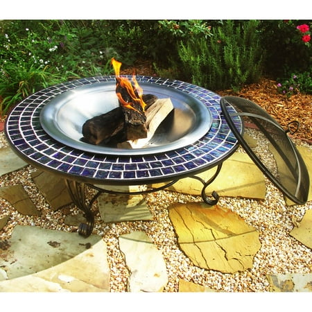 40-Inch Round Glass Mosaic Fire Table with FREE Cover