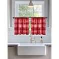 thumbnail image 3 of Sheer Curtains 54 Inch Length 2 Panels Set for Kitchen, Red Plaid Semi Sheer Curtains for Windows, Modern Art Checkered Farmhouse Voile Window Treatments Rod Pocket Curtain, 3 of 7