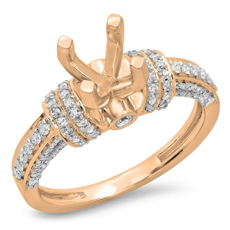 0.55 Carat (ctw) 14K Rose Gold Round White Diamond Ladies Bridal Semi Mount Engagement Ring 1/2 CT (No Center Stone)
