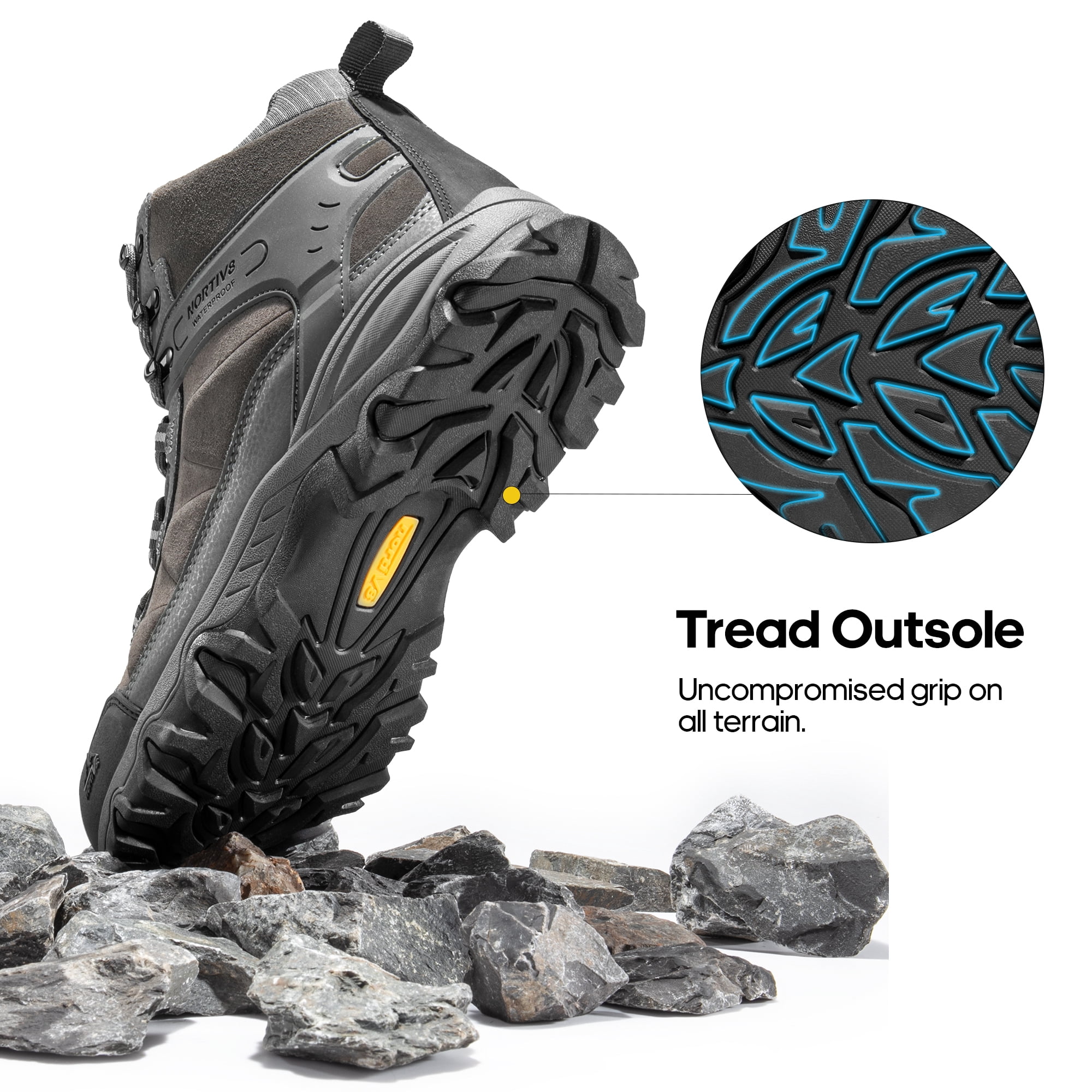 NORTIV 8 Men's Waterproof Hiking Boots Outdoor Mid Trekking Lightweight Mountaineering Shoes