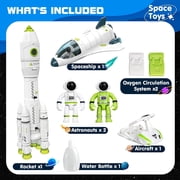 AuntyFey Space Rocket Toys, Spaceship Shuttle with Glowing & Sound Effect, Educational Stem Gift for Boy Girl