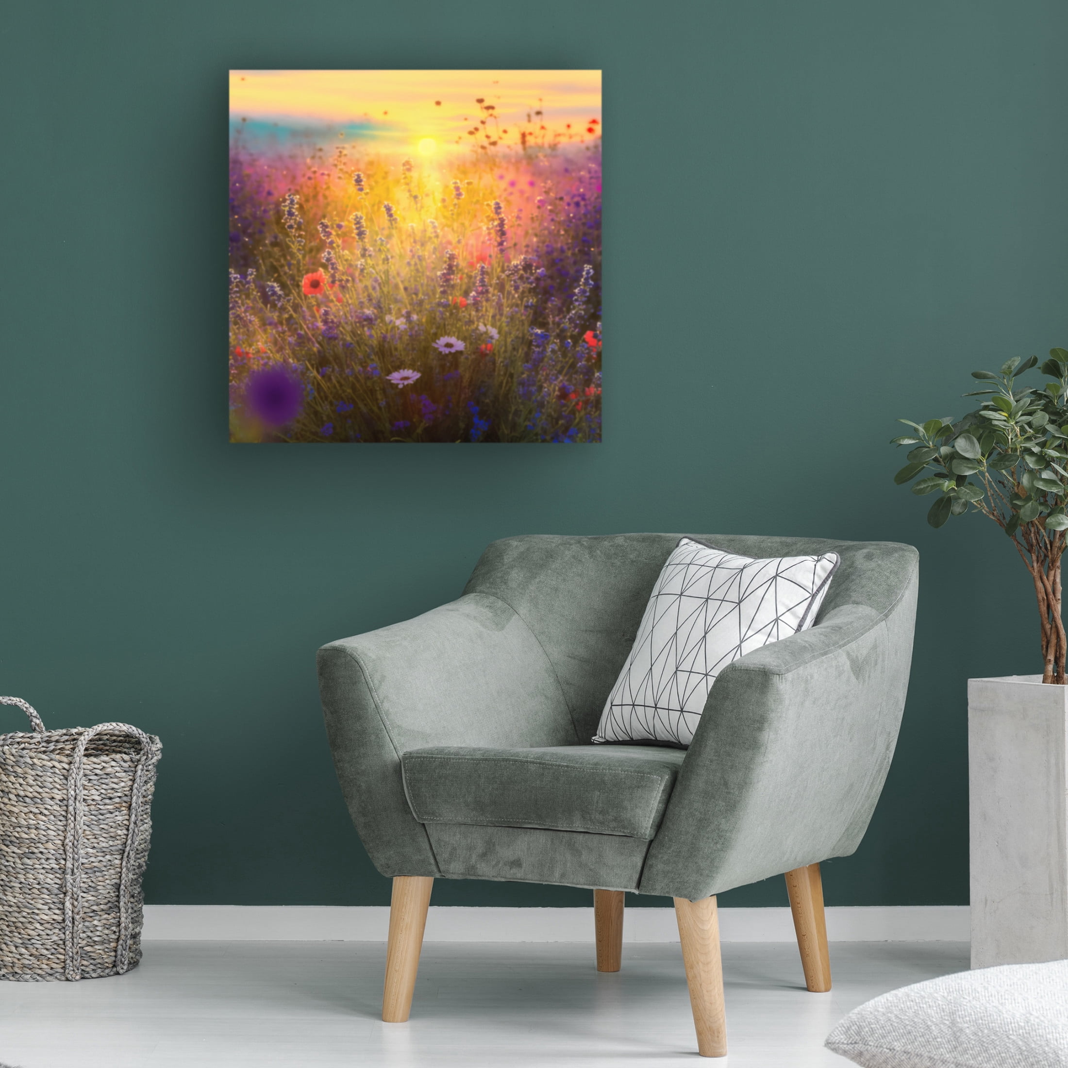Canvas Wall Art - Ray Heere 'Flowering Fields 1' Wall Art for Living Room, Bedroom, or Office Décor by Trademark Fine Art - 24 x 24 Inches