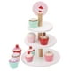 thumbnail image 5 of Juguete de soporte para pastel de montaje, conjunto de juego de panadería de postre de simulación de tres niveles de madera soporte para pastel de juguete multifuncional, 5 of 8