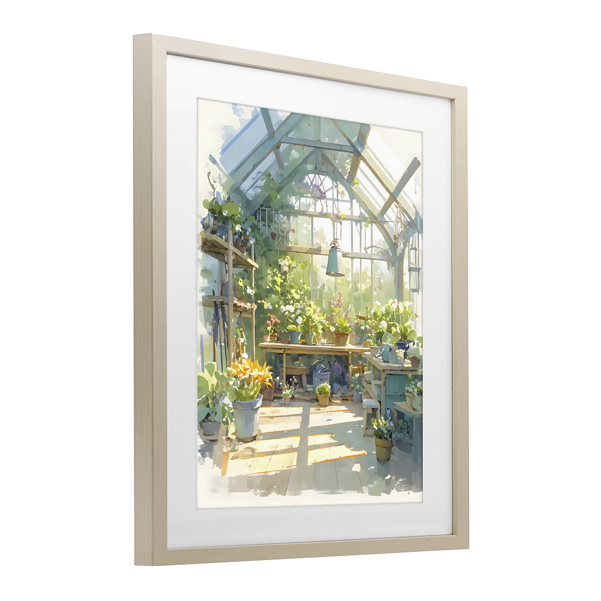 Stupell Industries Sunlit Greenhouse Plant Sanctuary Birch Framed Print Under Glass, design by Creative Studio