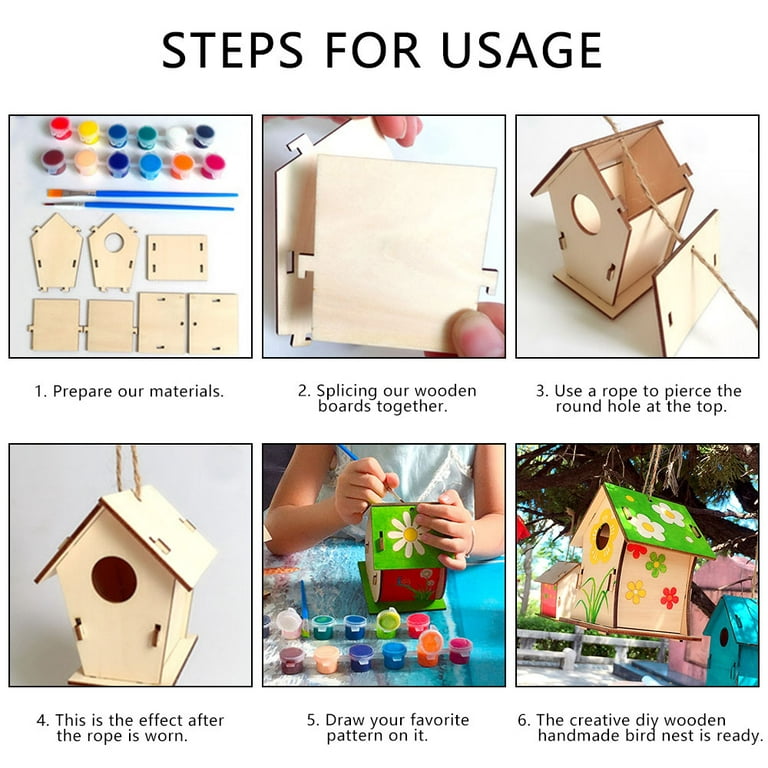 Diy Wooden Paint Kit Outdoor Toys For Age 3-5 4-8 8-12, Crafts Outdoor Bird  Feeder - Temu