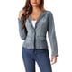 thumbnail image 1 of Chaqueta de mezclilla elástica para mujer INSPIRE CHIC con solapa, un botón y mangas largas en gris azul, 1 of 6